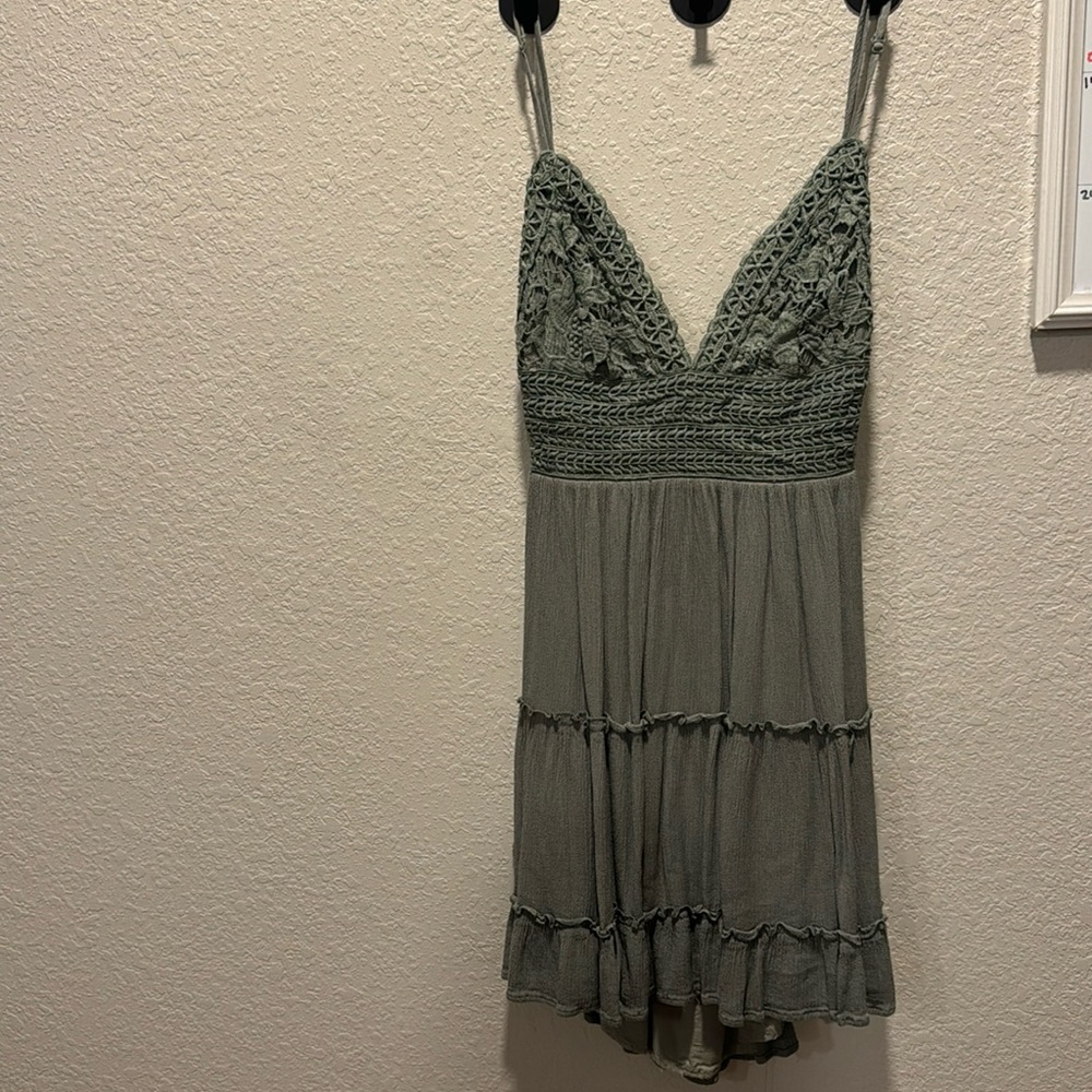 Crochet green mini dress